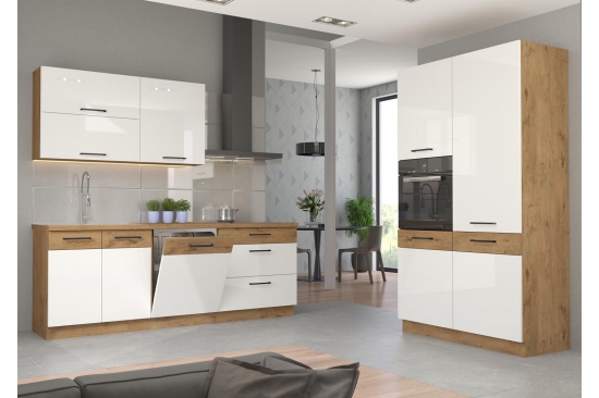 Meble do kuchni 340 cm Victoria Biały połysk / Lancelot